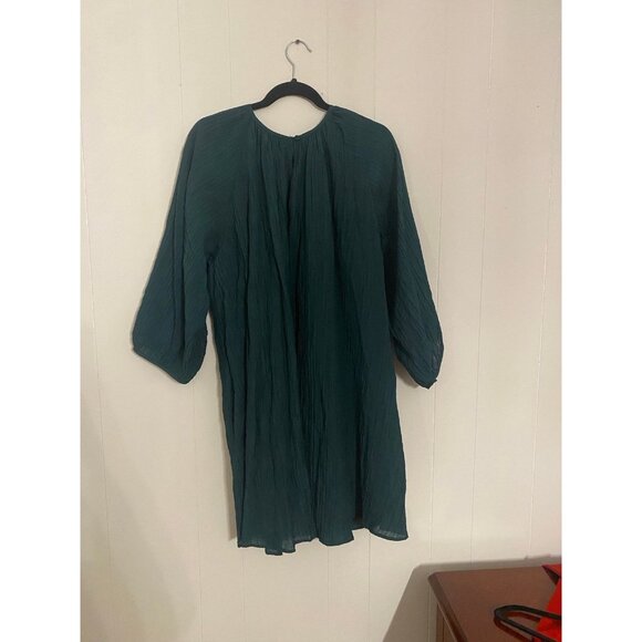COS Seersucker Knee Length Long Sleeve‎ A-line Dress in Green 10/12 - Picture 1 of 7